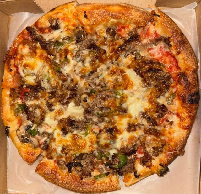 Steak Bomb Pizza.