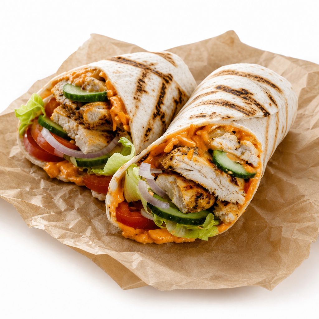Grilled Chicken Mediterranean Wrap.