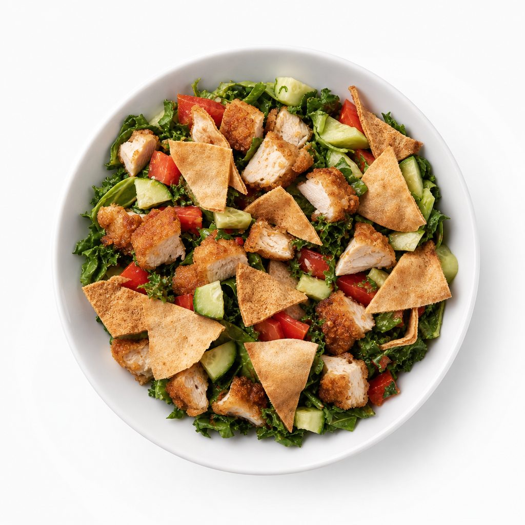 Crispy Chicken Fattouch Salad.