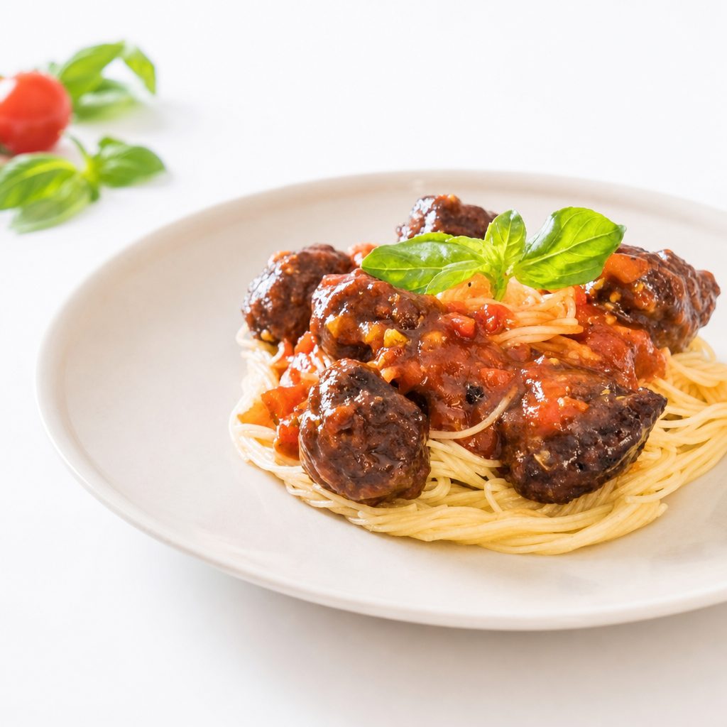 Homemade Meatball Pasta.