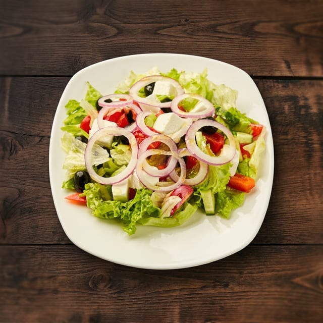 Crispy Chicken Greek Salad.